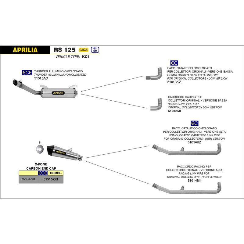 APRILIA RS 125 2018 - 2020 CONECTOR PARA COLECTORES ORIGINALES APRILIA RS 125 2018 - 2020 CONECTOR PARA COLECTORES ORIGINALES